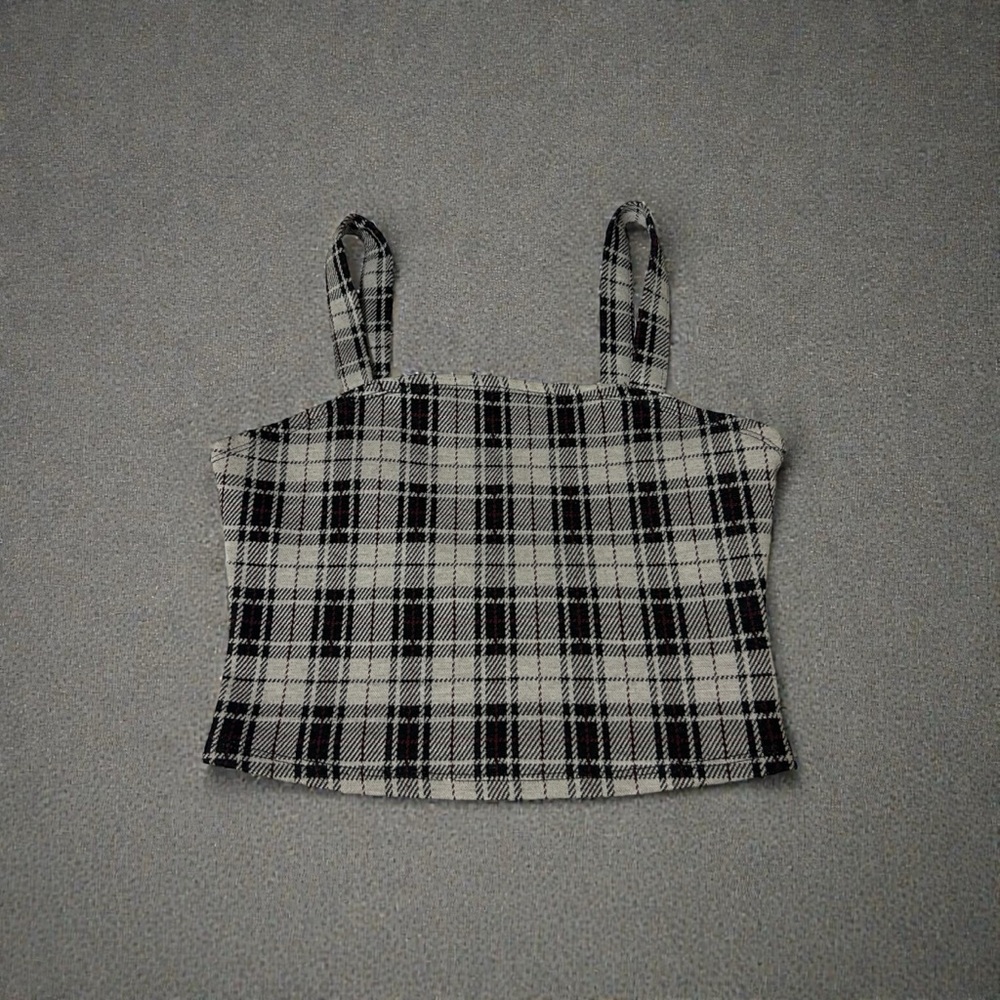 Plaid Black and White Women's Top